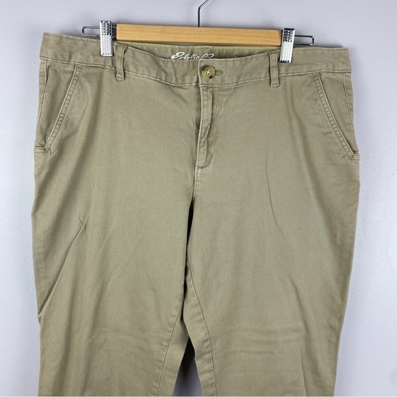 EDDIE Bauer Tan Boyfriend Fit Mid Rise Pants Size 14 - Picture 3 of 12